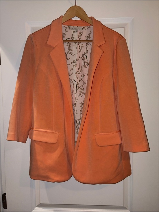 Skies Are Blue Jackets & Blazers - Skies Are Blue | Coral Open-Front Soft Blazer Jacket